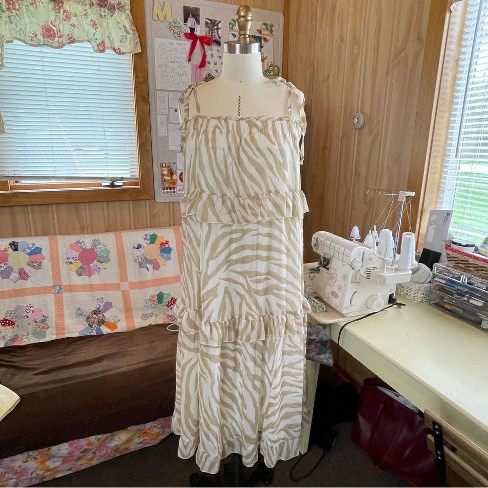 Zebra Print Tiered Midi Dress